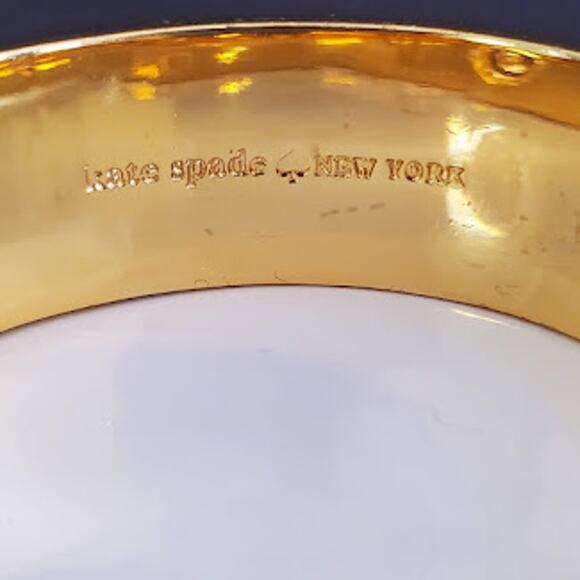 Kate Spade Turn‎ Lock Hinged Bangle Gold Plated and Teal Green Enamel with Pouch - Picture 4 of 9